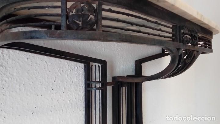 Antig&uuml;edades: consola art deco de forja y marmol- - Foto 9