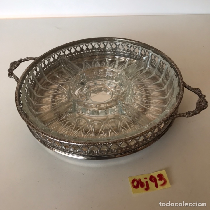 Antig&uuml;edades: CENTRO DE MESA METALICO Y CRISTAL - Foto 1