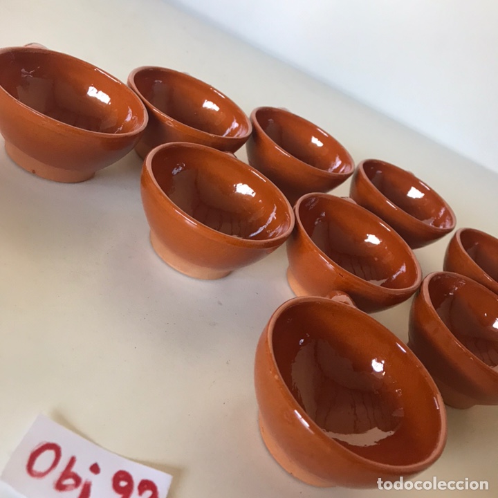 Antig&uuml;edades: JUEGO DE TAZAS + CUCHARA ARCILLA - Foto 2