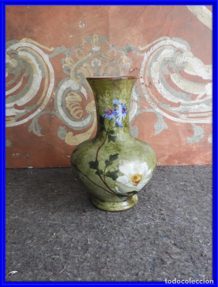Antig&uuml;edades: JARRON DE CRISTAL DE OPALINA PINTADO A MANO - Foto 1