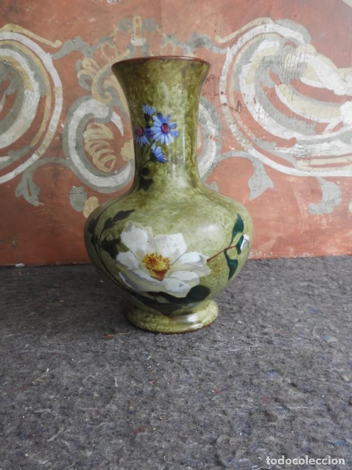 Antig&uuml;edades: JARRON DE CRISTAL DE OPALINA PINTADO A MANO - Foto 3