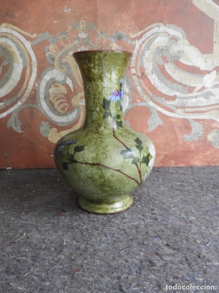Antig&uuml;edades: JARRON DE CRISTAL DE OPALINA PINTADO A MANO - Foto 7