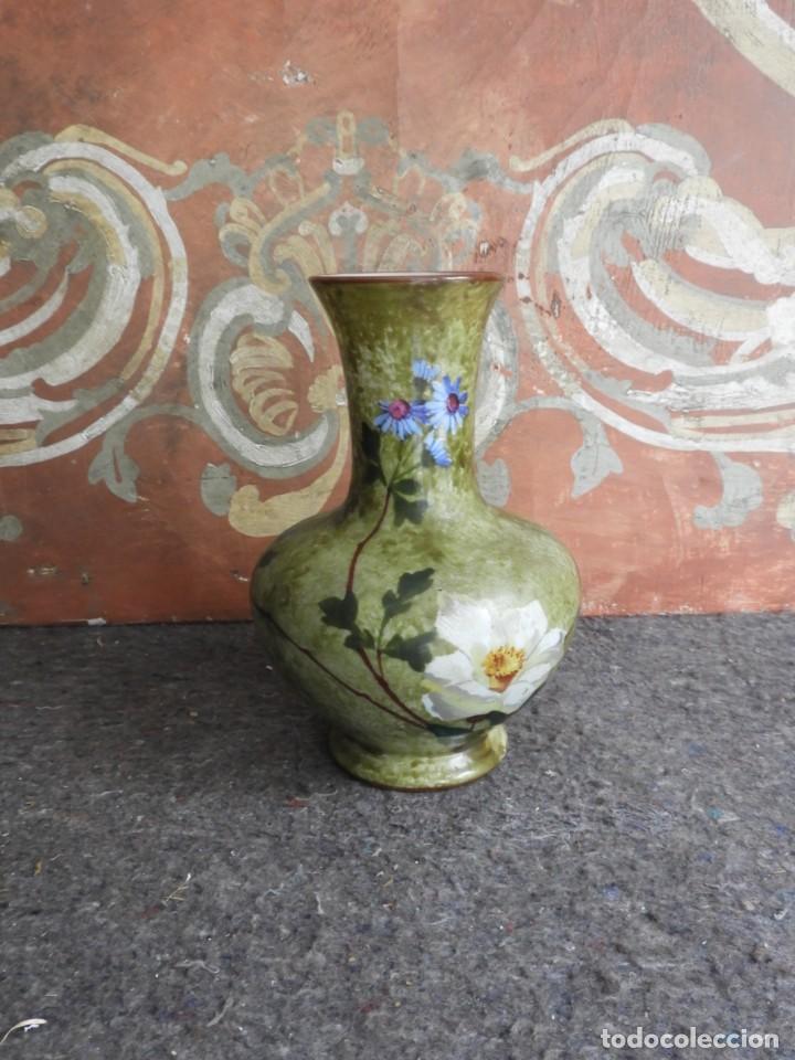 Antig&uuml;edades: JARRON DE CRISTAL DE OPALINA PINTADO A MANO - Foto 10