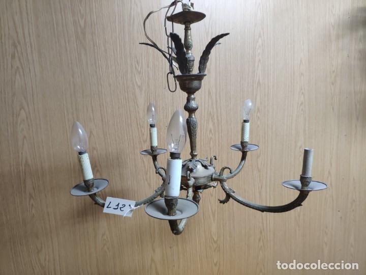Antig&uuml;edades: L&Aacute;MPARA BRONCE CINCO BRAZOS, DDD 012 - Foto 2