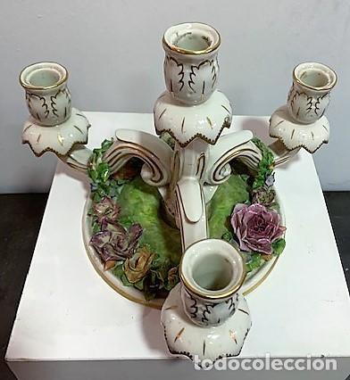 Antig&uuml;edades: Dresden, candelabro de porcelana. - Foto 1