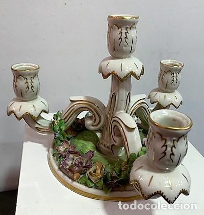Antig&uuml;edades: Dresden, candelabro de porcelana. - Foto 2