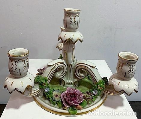 Antig&uuml;edades: Dresden, candelabro de porcelana. - Foto 3