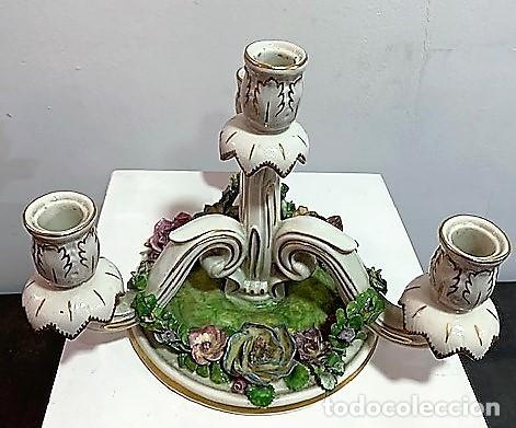 Antig&uuml;edades: Dresden, candelabro de porcelana. - Foto 4