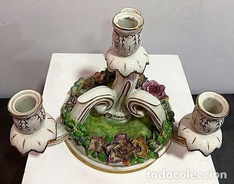 Antig&uuml;edades: Dresden, candelabro de porcelana. - Foto 5