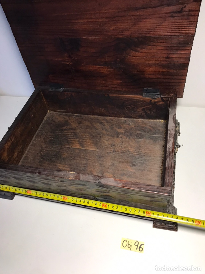 Antig&uuml;edades: ANTIGUO COFRE DE MADERA TALLADO MANO - Foto 4