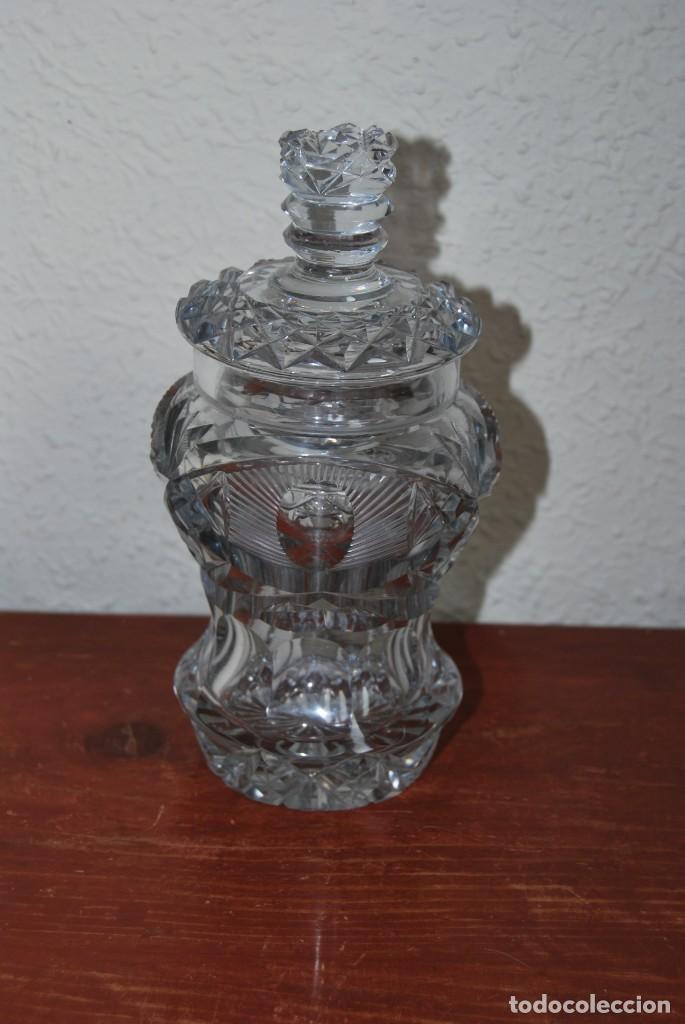 Antig&uuml;edades: BOTE DE CRISTAL TALLADO - TARRO - FRASCO - Foto 2