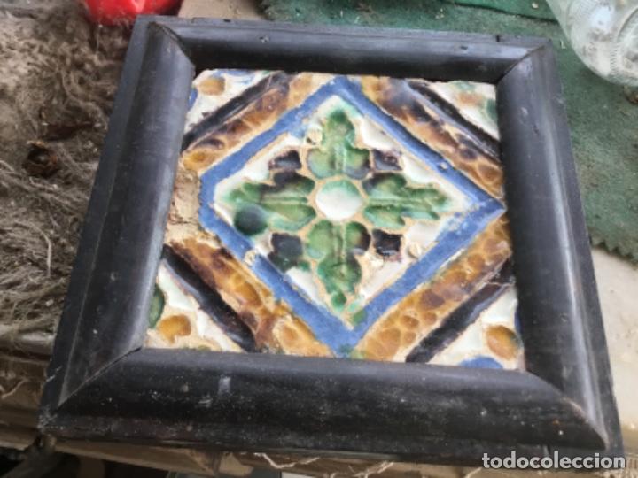 Antig&uuml;edades: Azulejo gotico,cuerda seca enmarcado - Foto 1