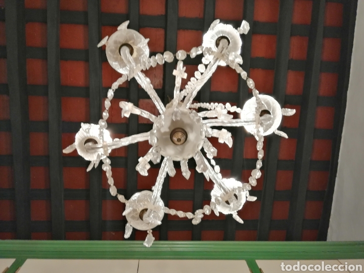 Antig&uuml;edades: L&aacute;mpara de cristal de 6 brazos - Foto 4