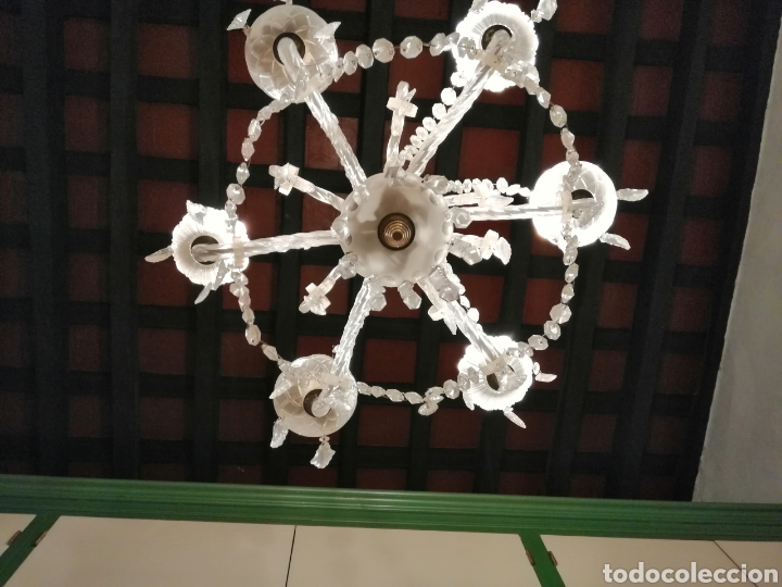 Antig&uuml;edades: L&aacute;mpara de cristal de 6 brazos - Foto 5