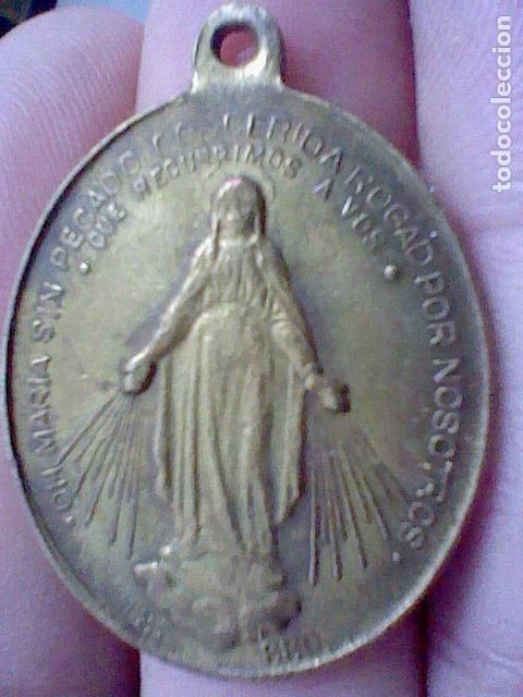 Antig&uuml;edades: INMACVLADA MEDALLA TONO BRONCE 4 CMS ALTO - Foto 7