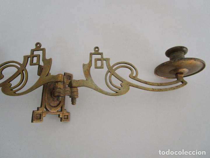 Antigüedades: Pareja de Candelabros y Asas de Piano - Art Nouveau - Bronce Cincelado - Foto 13 - 218563032