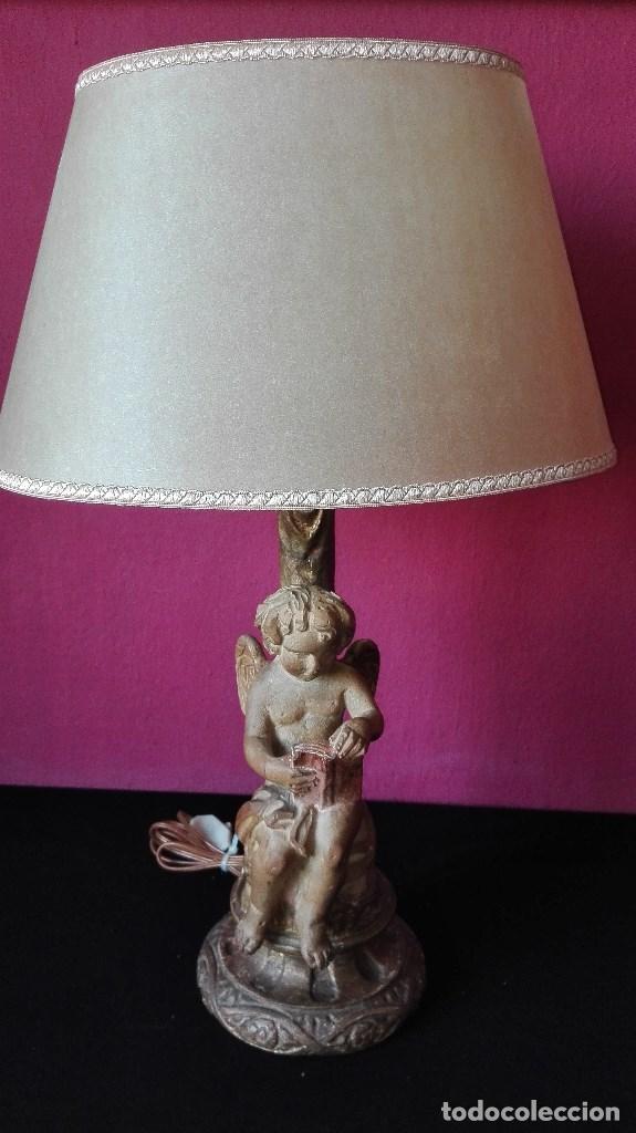 Antig&uuml;edades: LAMPARA ANGEL DE MADERA - Foto 3