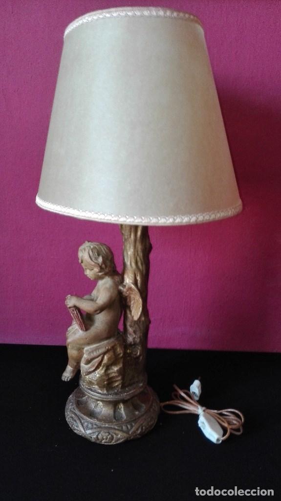 Antig&uuml;edades: LAMPARA ANGEL DE MADERA - Foto 4