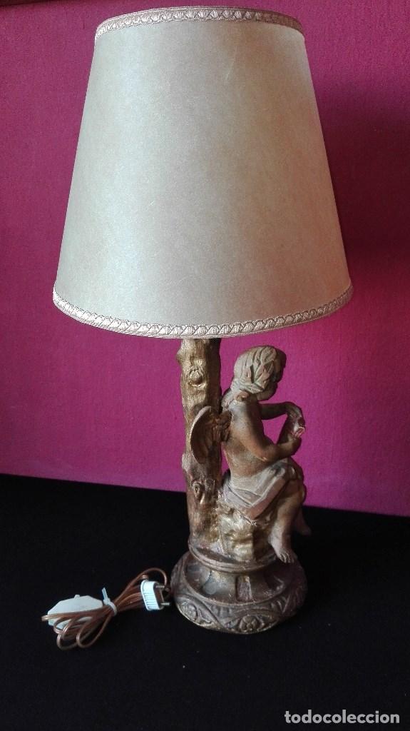 Antig&uuml;edades: LAMPARA ANGEL DE MADERA - Foto 6