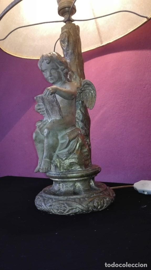 Antig&uuml;edades: LAMPARA ANGEL DE MADERA - Foto 7