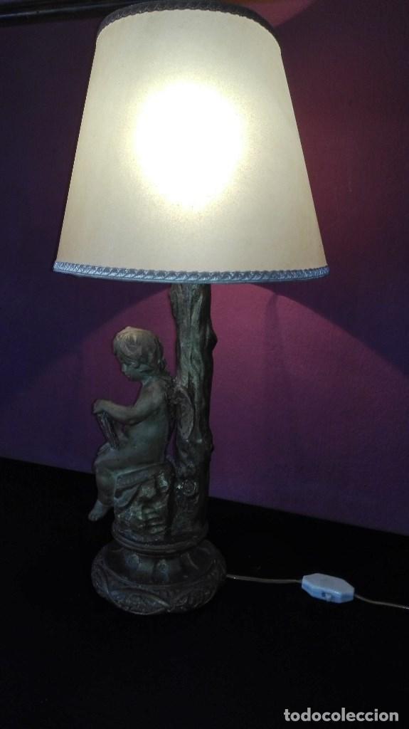 Antig&uuml;edades: LAMPARA ANGEL DE MADERA - Foto 8