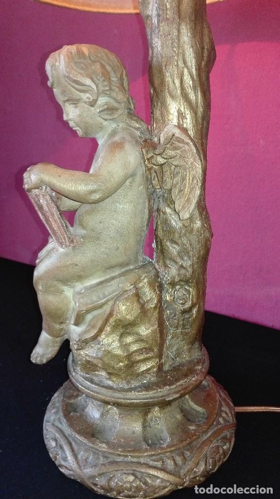 Antig&uuml;edades: LAMPARA ANGEL DE MADERA - Foto 11
