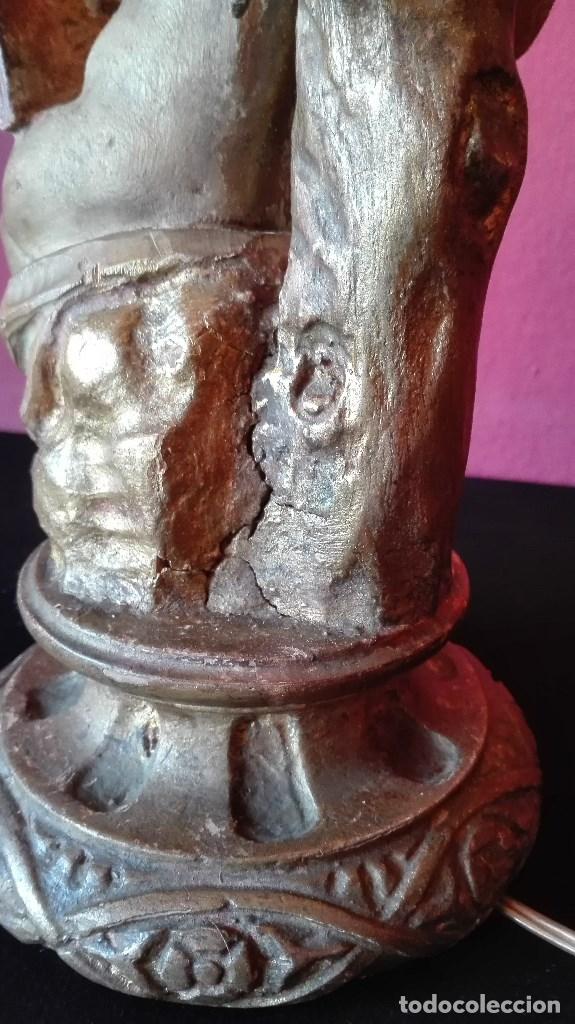 Antig&uuml;edades: LAMPARA ANGEL DE MADERA - Foto 14