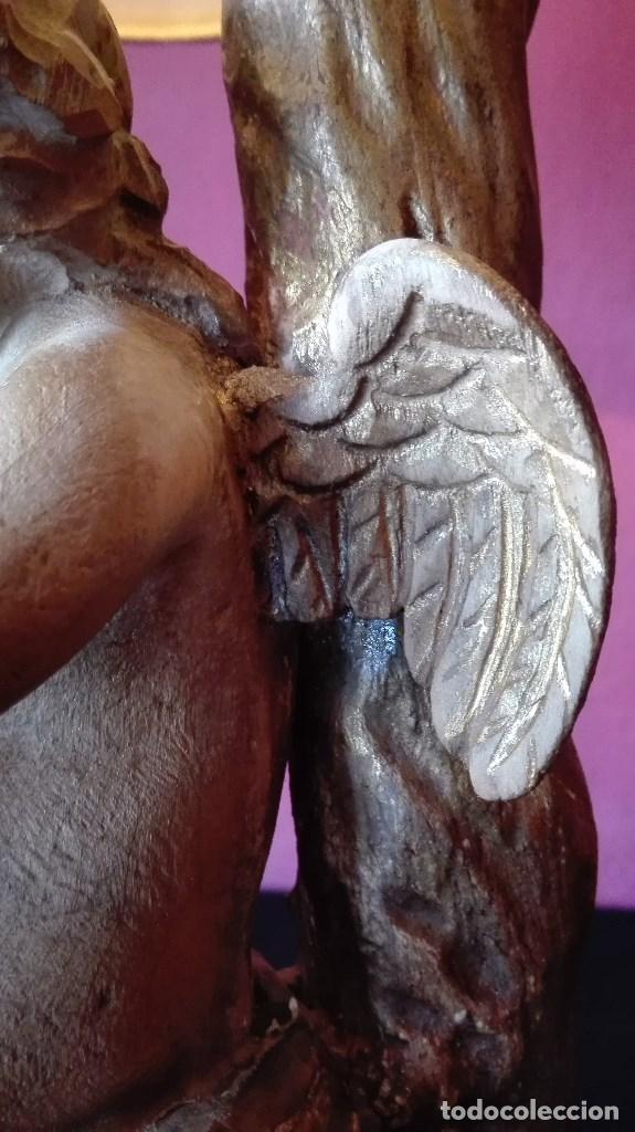 Antig&uuml;edades: LAMPARA ANGEL DE MADERA - Foto 15