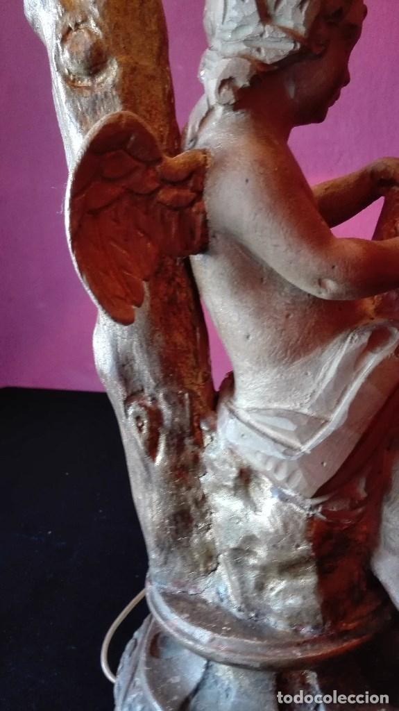 Antig&uuml;edades: LAMPARA ANGEL DE MADERA - Foto 16