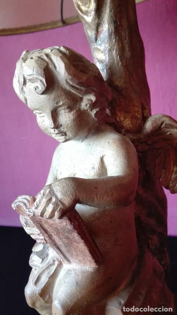 Antig&uuml;edades: LAMPARA ANGEL DE MADERA - Foto 19
