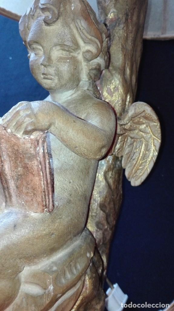 Antig&uuml;edades: LAMPARA ANGEL DE MADERA - Foto 26