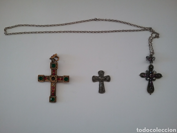 Antig&uuml;edades: Lote de 3 cruces en metal. - Foto 1
