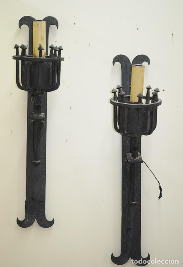 Antig&uuml;edades: APLIQUES ANTIGUOS ANTORCHAS DE DE FORJA - Foto 2