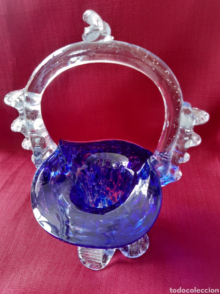 Antig&uuml;edades: Antigua cesta cristal murano - Foto 2