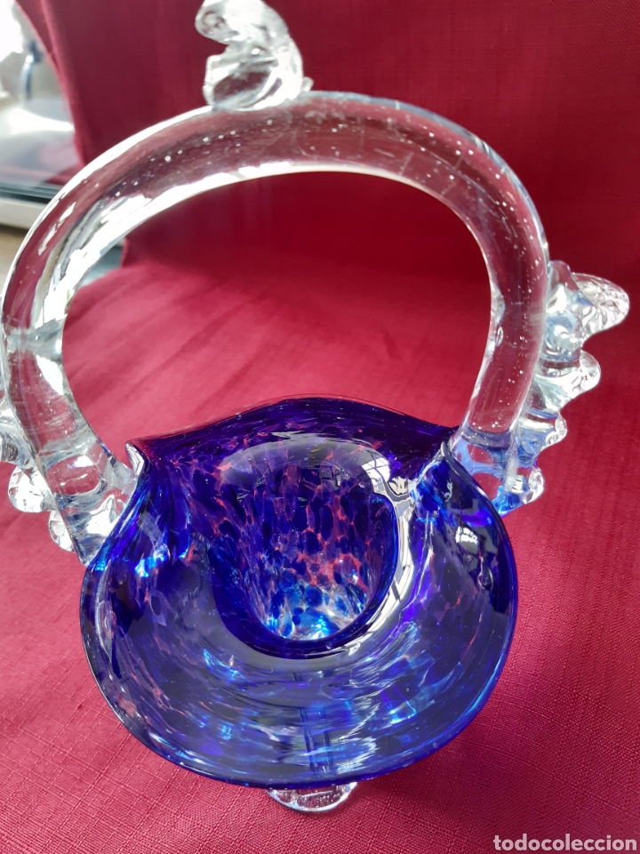 Antig&uuml;edades: Antigua cesta cristal murano - Foto 4