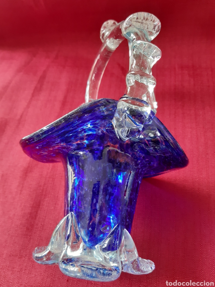 Antig&uuml;edades: Antigua cesta cristal murano - Foto 6