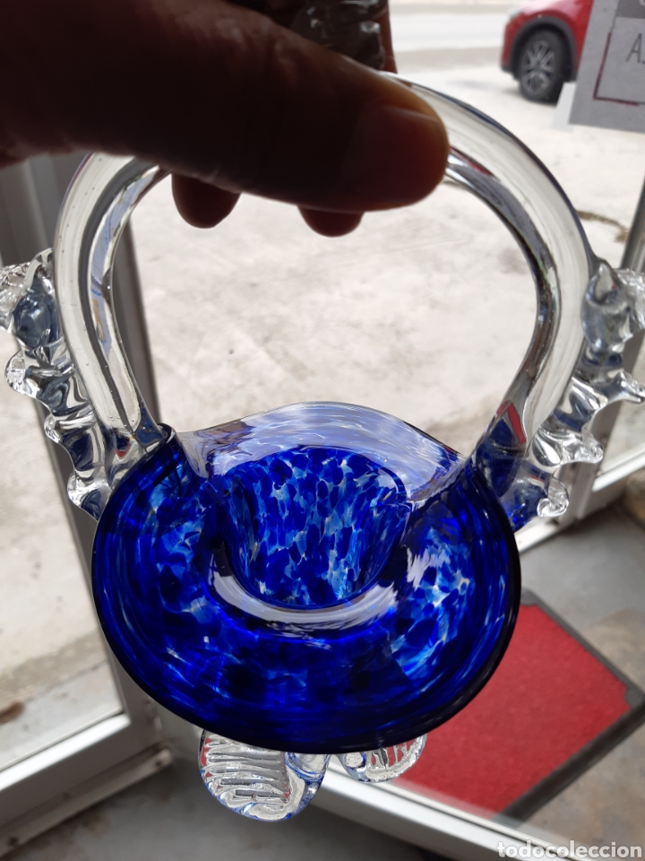 Antig&uuml;edades: Antigua cesta cristal murano - Foto 12