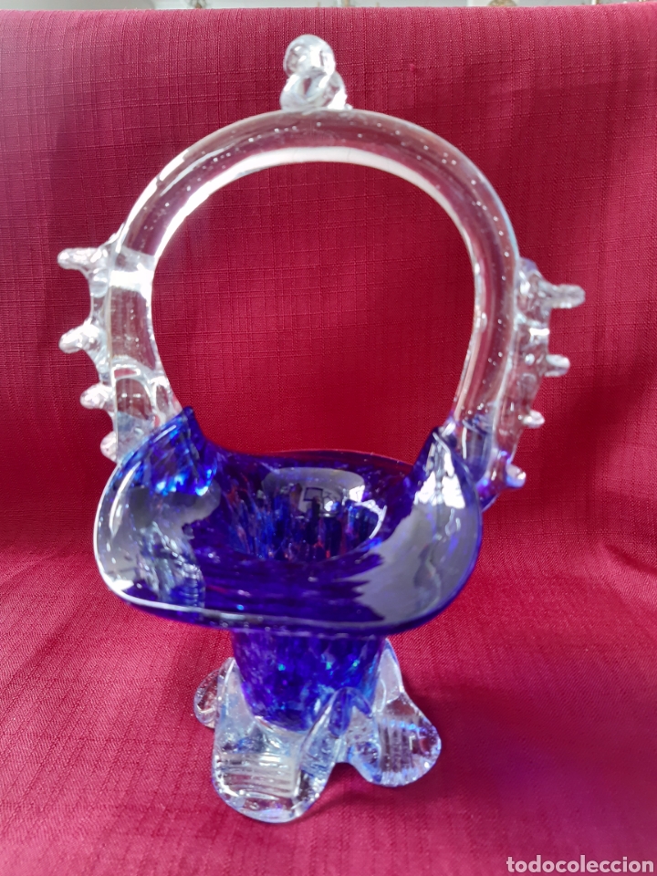 Antig&uuml;edades: Antigua cesta cristal murano - Foto 1