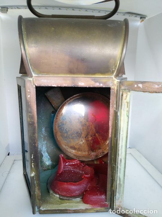 Antig&uuml;edades: farol de tren antiguo de laton - Foto 4