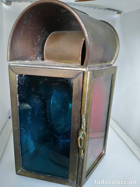 Antig&uuml;edades: farol de tren antiguo de laton - Foto 5
