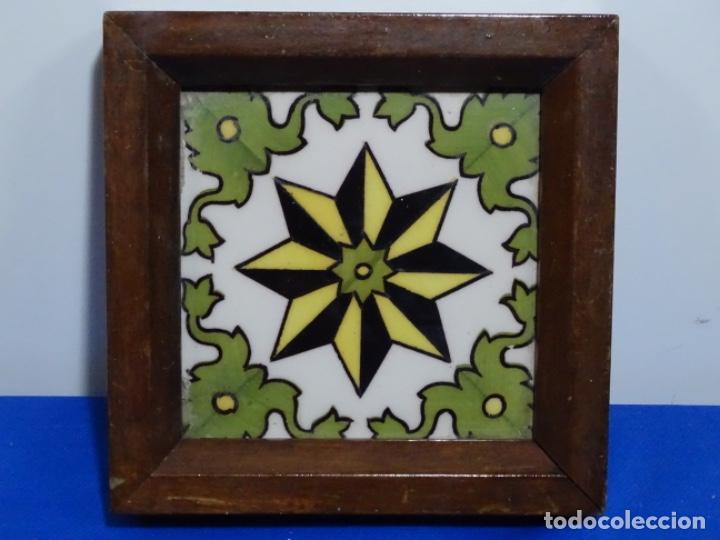 Antig&uuml;edades: ANTIGUO AZULEJO ENMARCADO.ESTRELLA. - Foto 2