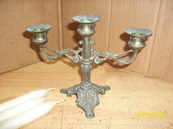 Antig&uuml;edades: ANTIGUO CANDELABRO PARA 3 VELAS - Foto 4