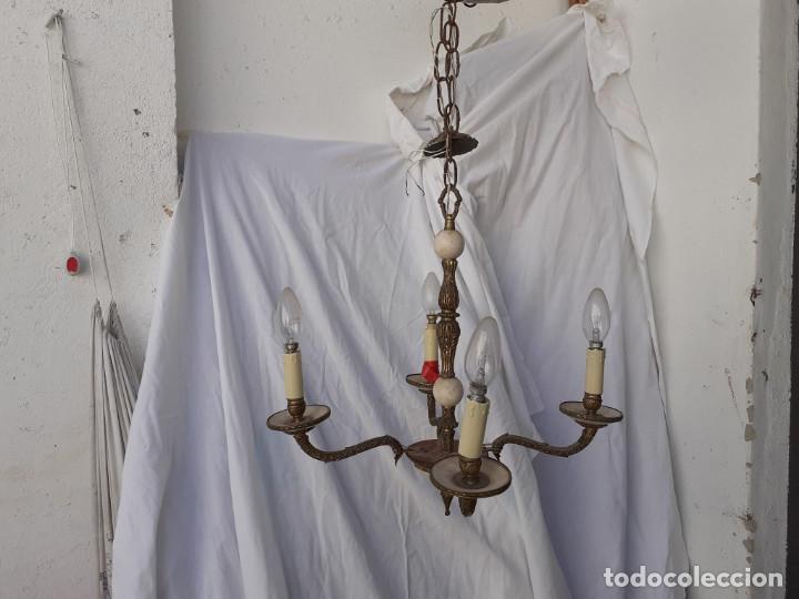 Antig&uuml;edades: lampara de bronce y alabastro - Foto 1