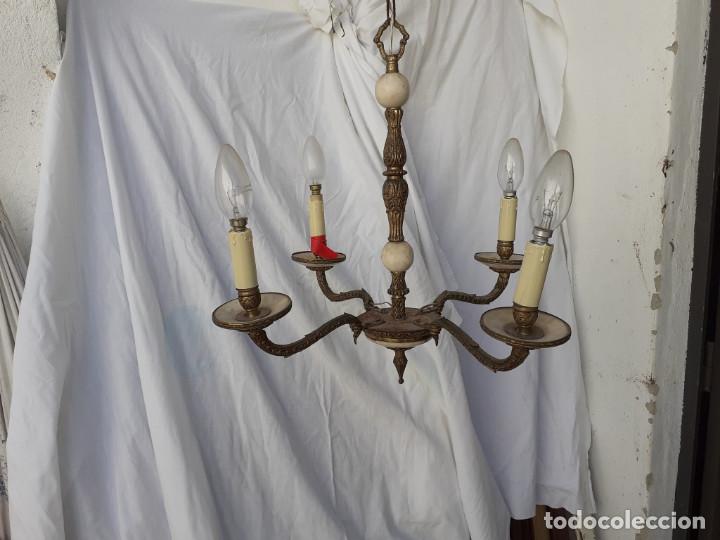 Antig&uuml;edades: lampara de bronce y alabastro - Foto 2
