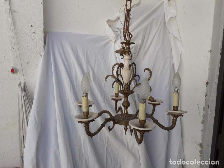 Antig&uuml;edades: lampara de bronce y alabastro - Foto 1
