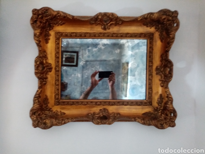 Antig&uuml;edades: Espejo dorado de madera S XIX - Foto 2