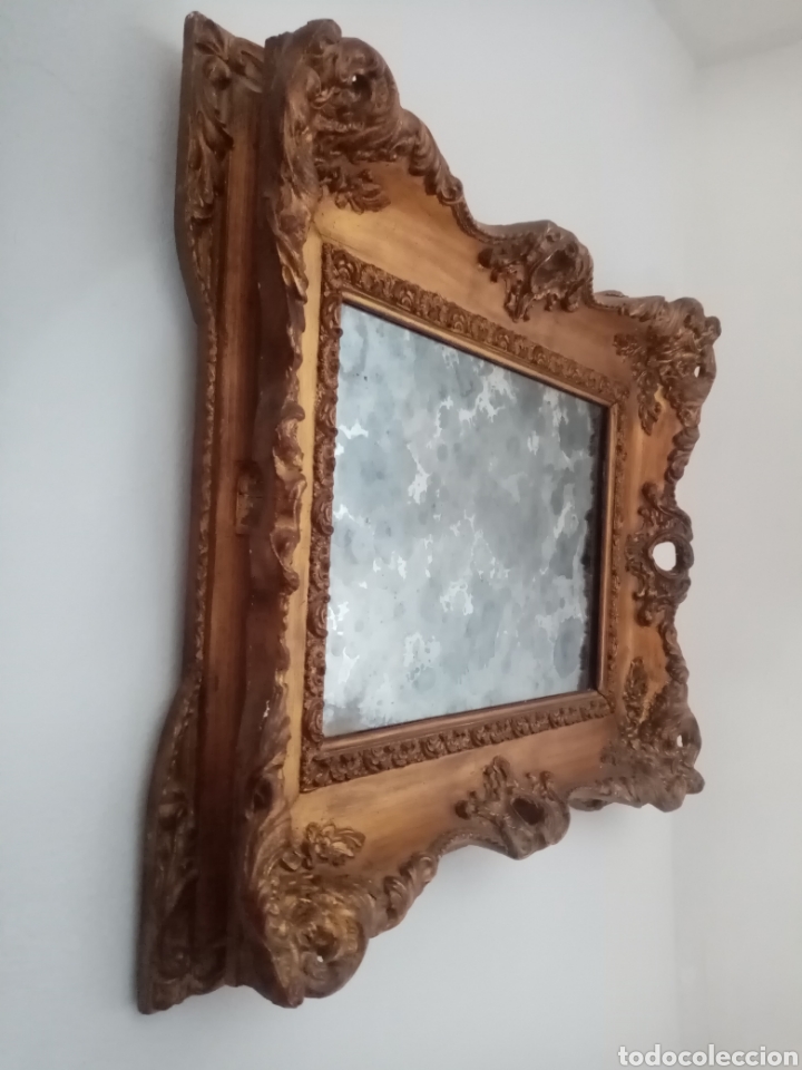 Antig&uuml;edades: Espejo dorado de madera S XIX - Foto 3