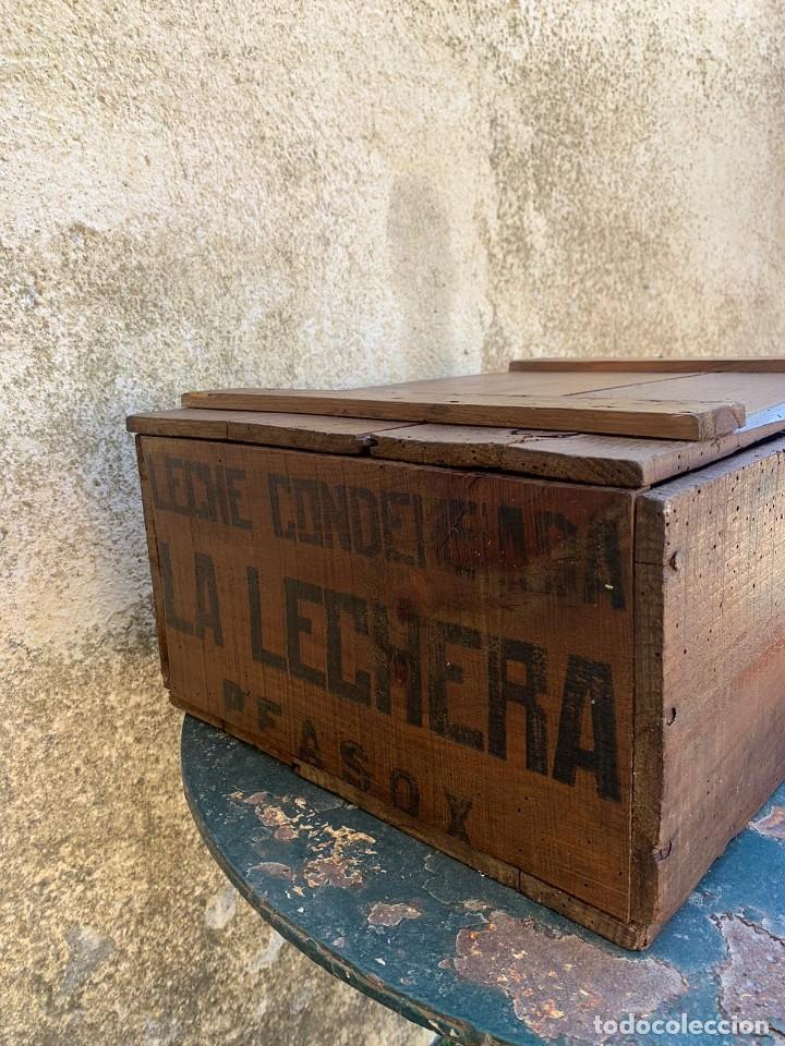 Antig&uuml;edades: Caja de madera Leche Condensada La Lechera. - Foto 5