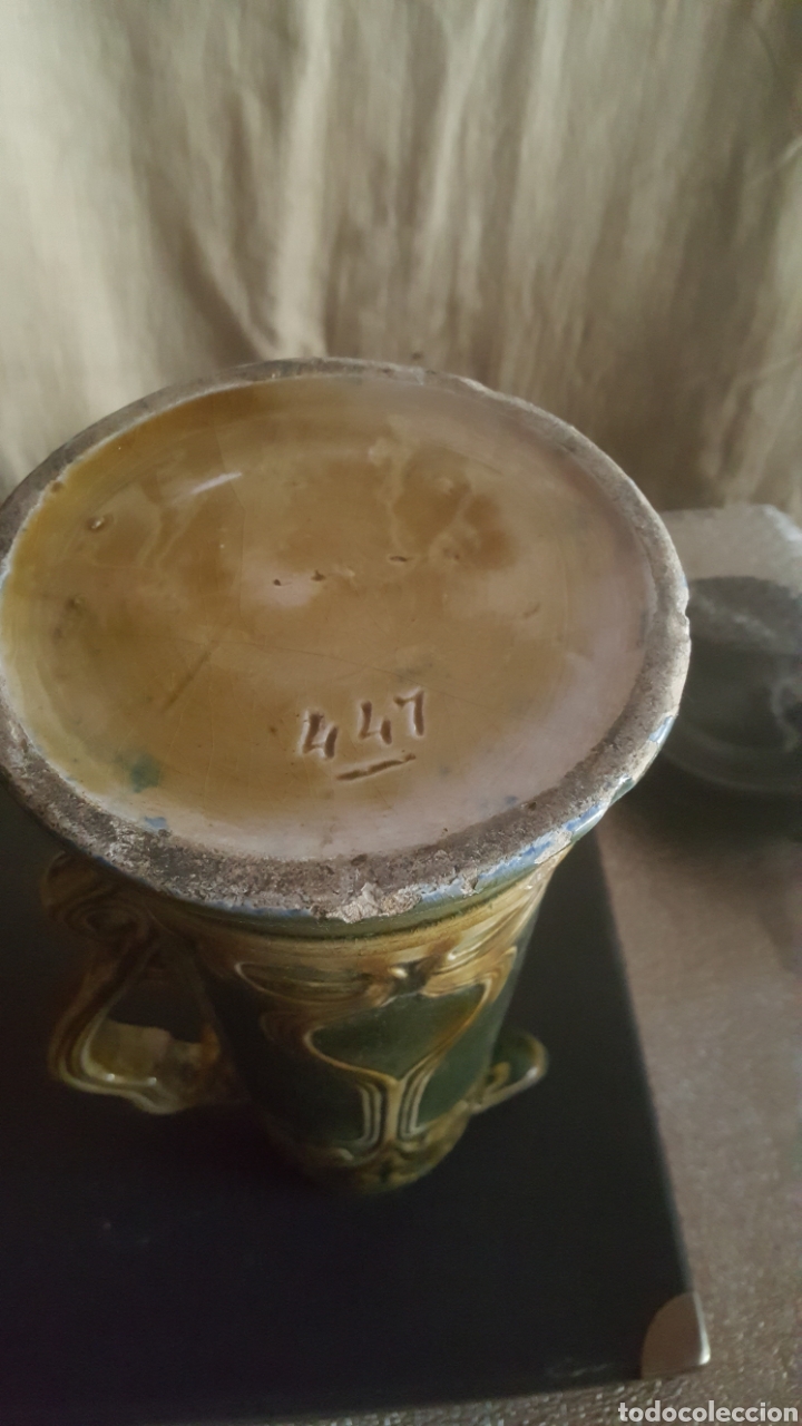 Antig&uuml;edades: Jarra modernista en verde y miel - Foto 3