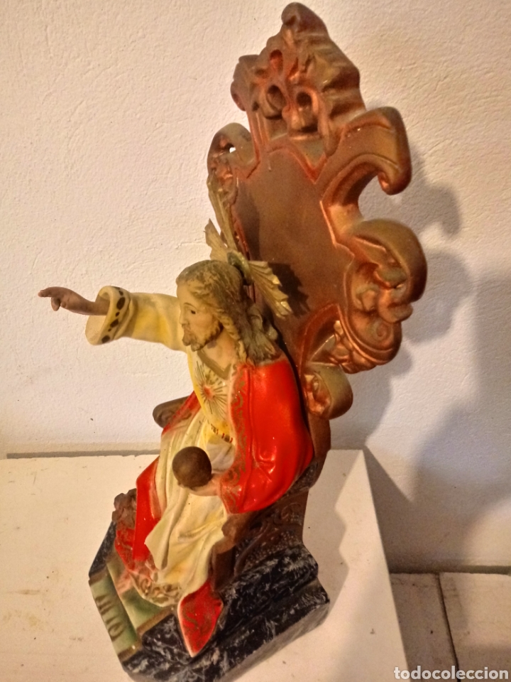 Antig&uuml;edades: Corazon de Jesus de escayola con peana - Foto 6